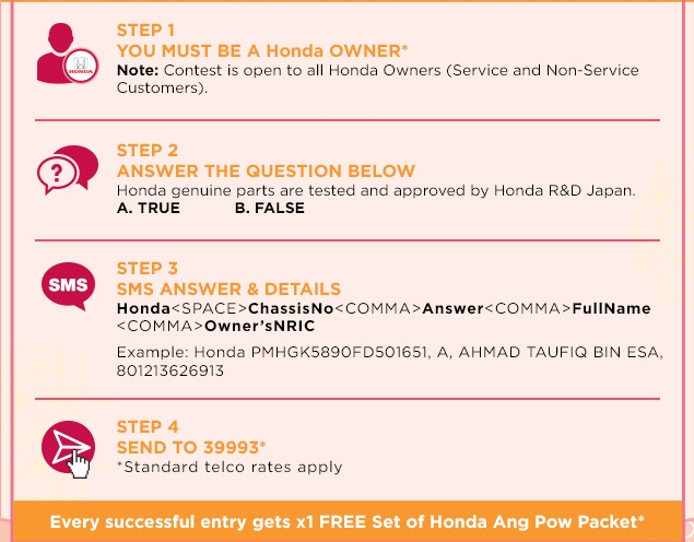 Honda sms now & win procedure step
